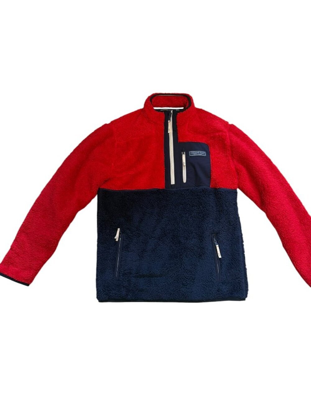Vineyard Vines Kids Sherpa Pullover Jacket Red/Navy XL (18) NWT